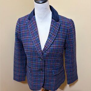 NWT Talbots Multicolor Plaid Blazer with Navy Accents, Size 6P